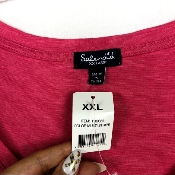 NWT Splendid Pink v-neck tee - Picture 2 of 5